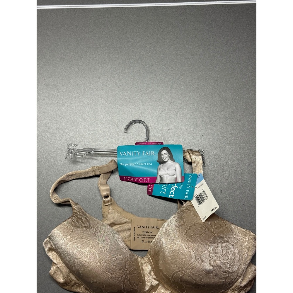 Vanity Fair 72296 Comfort The Perfect T-Shirt Bra Wirefree Floral Beige 38C NWT
